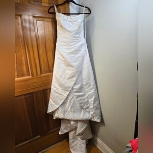 La Sposa Elegant White Gown With Wrapped Skirt Overlay And Beading